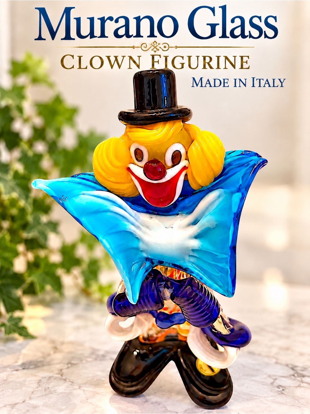 Murano Glass Clown Figurine | Hand Blown | Italian Art Glass | Vintage